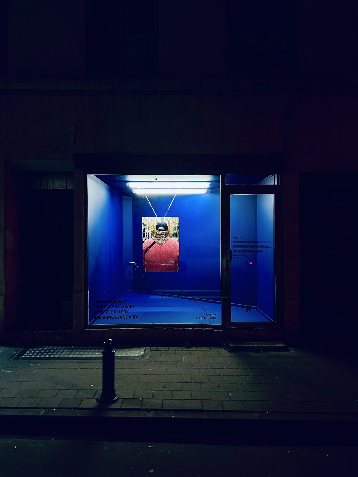 Annick Parotte at TREIZE, TREIZE 1, at night, contemporary art gallery in Brussels